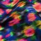 1 Yard Stretch Cotton Sateen Small Neon Tears Floral Ikat Print Fabric